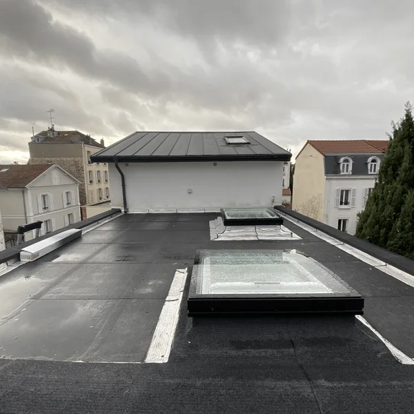 Toit terrasse avec trois fenêtres de toit VELUX à Asnières-sur-Seine